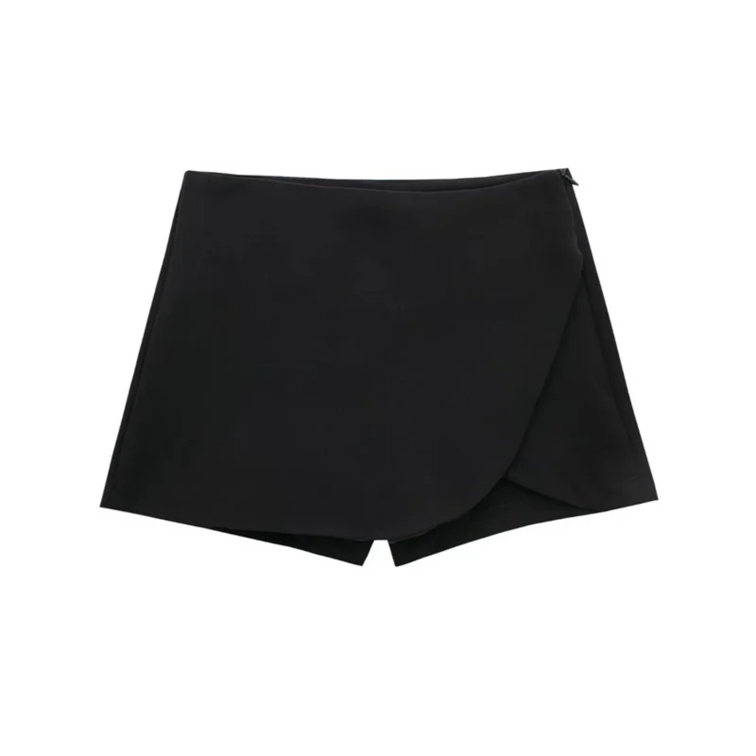 Ella | Asymmetric High Waist Black Mini Skirt Shorts