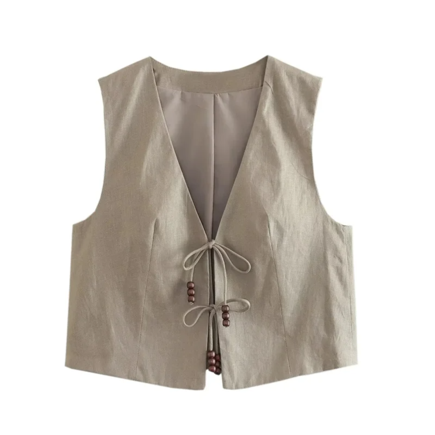 Nova | Cropped Sleeveless Vest with Beading and Tie Detail