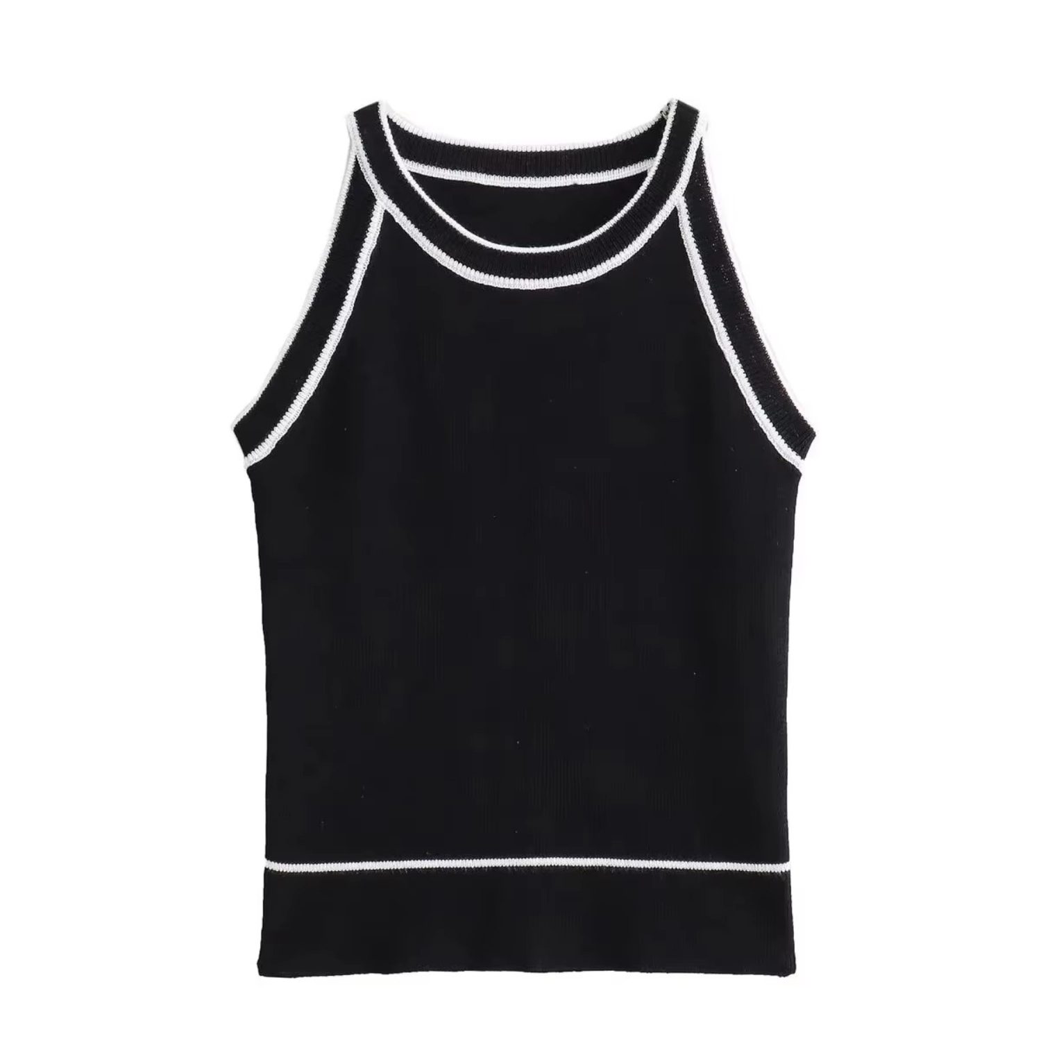 Maya | Black Knitted Cropped Tank Top