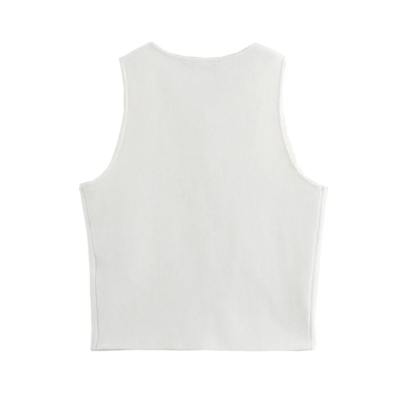 Chloe | White Cropped Sleeveless Knit Vest with Buttons