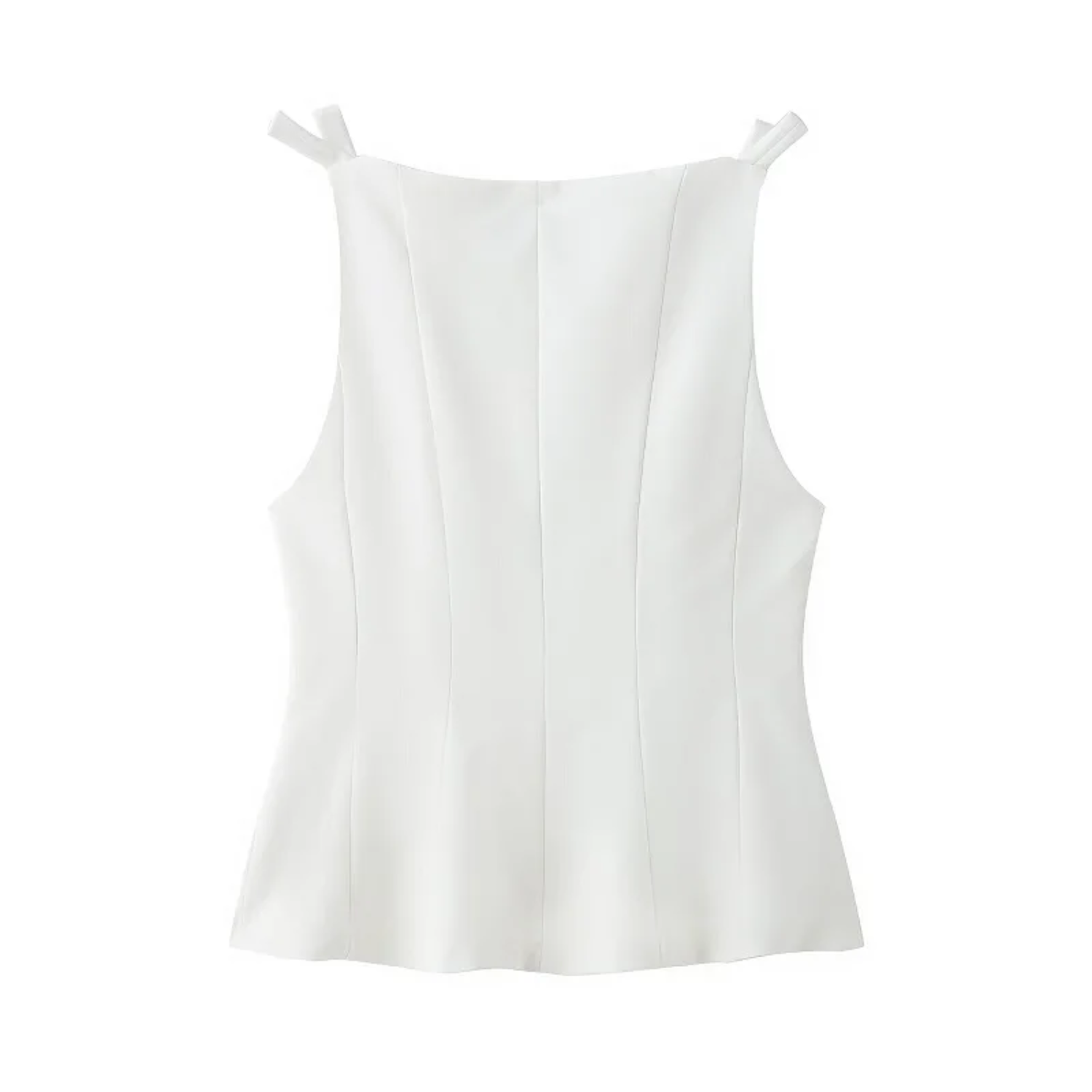 Grace | White Bow Pleated Off Shoulder Sleeveless Top