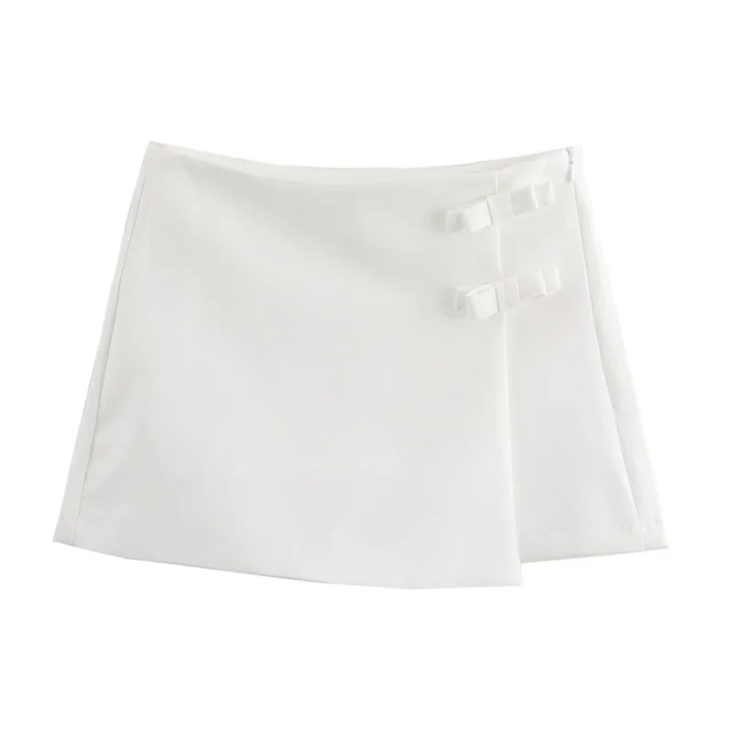 Lily | Pink and White Bow Skort with Slit High Waist