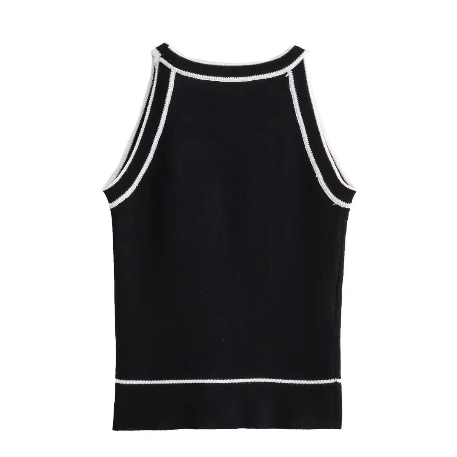Maya | Black Knitted Cropped Tank Top