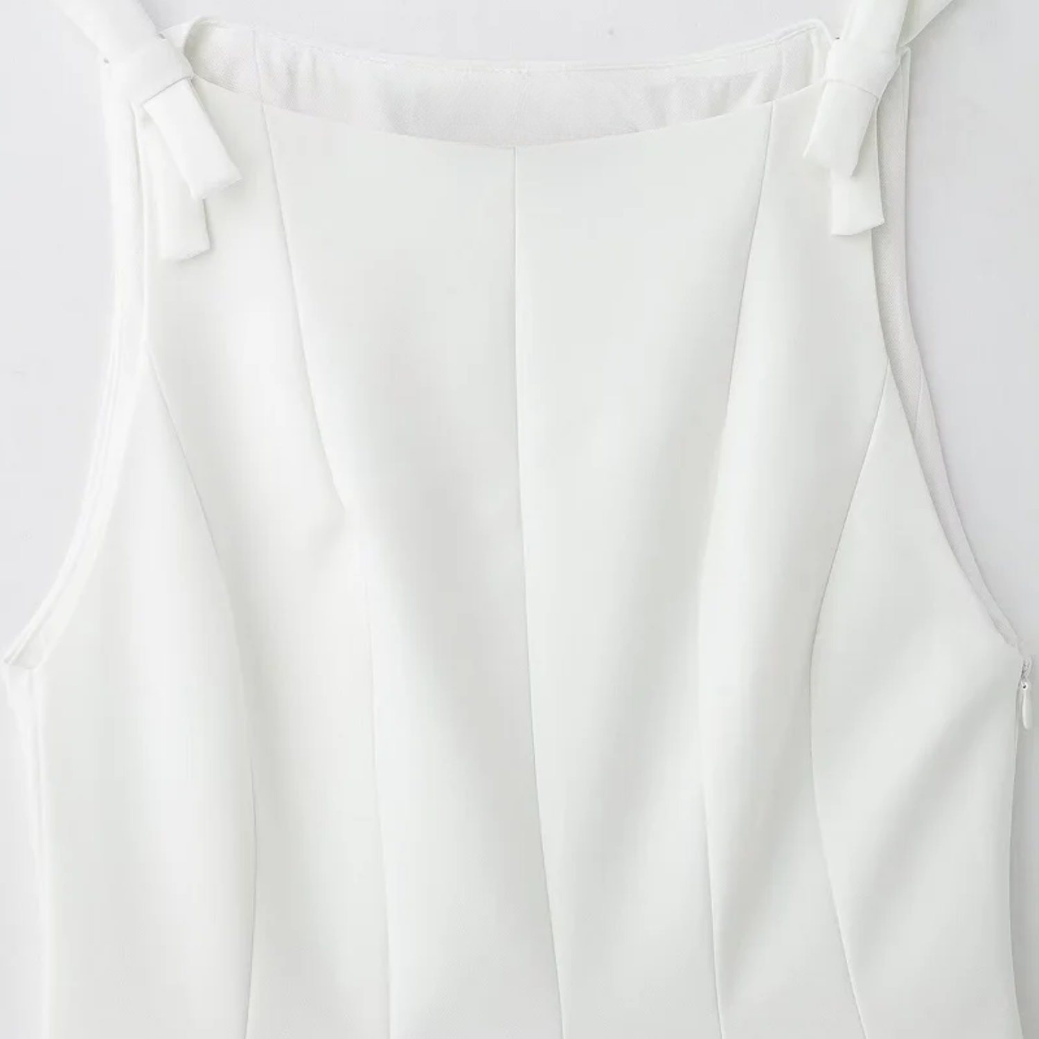 Grace | White Bow Pleated Off Shoulder Sleeveless Top