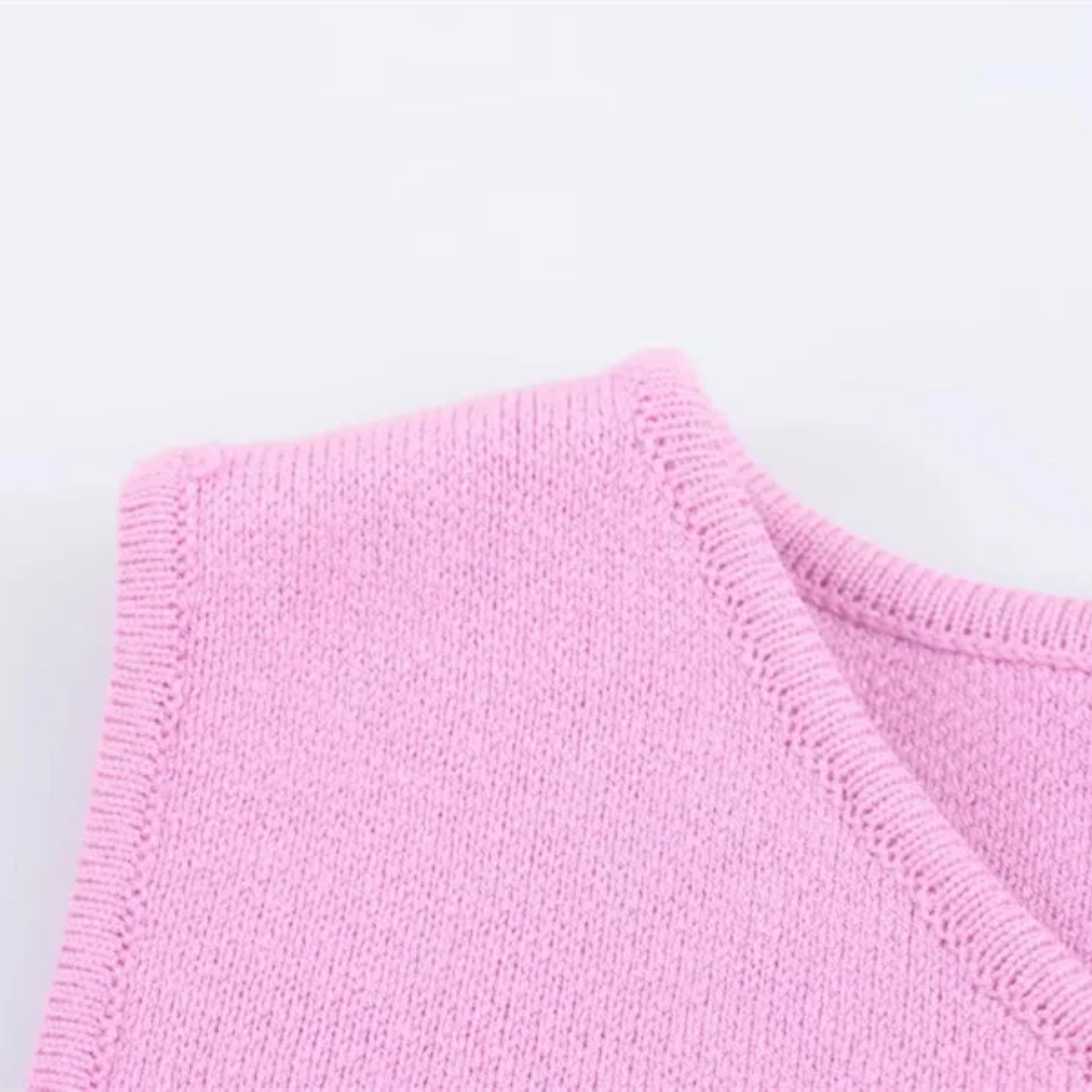 Ruby | Pink Cropped Knit Sleeveless Vest with Double Breasted Front