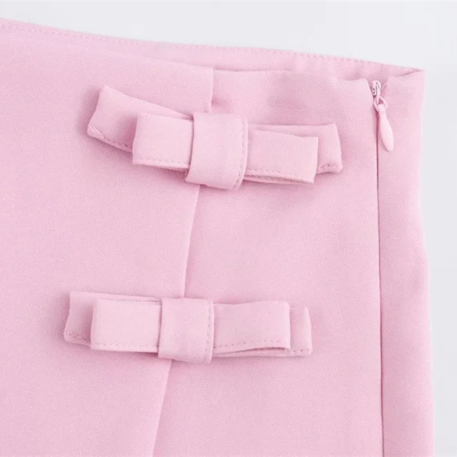 Lily | Pink and White Bow Skort with Slit High Waist
