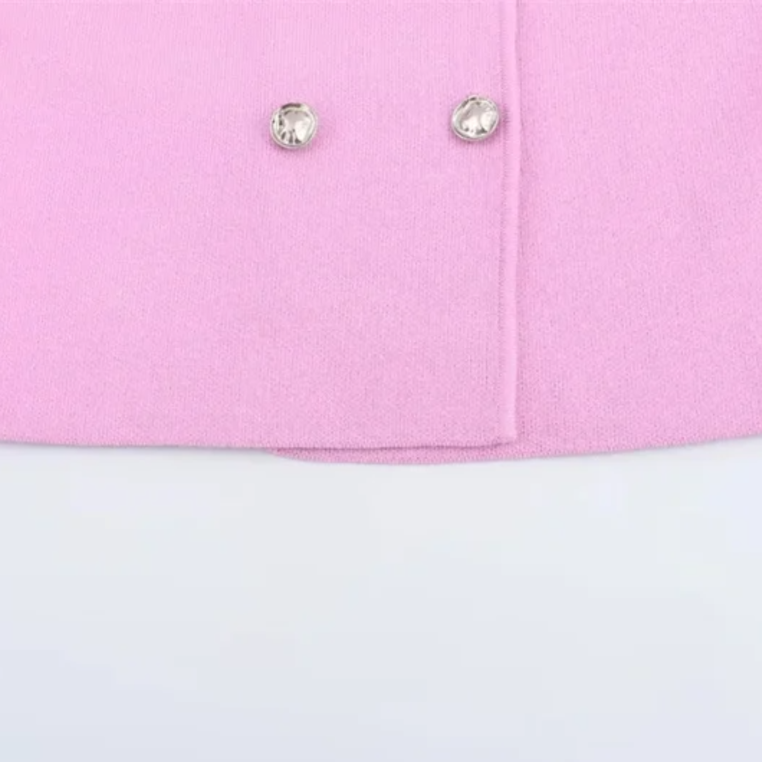 Ruby | Pink Cropped Knit Sleeveless Vest with Double Breasted Front
