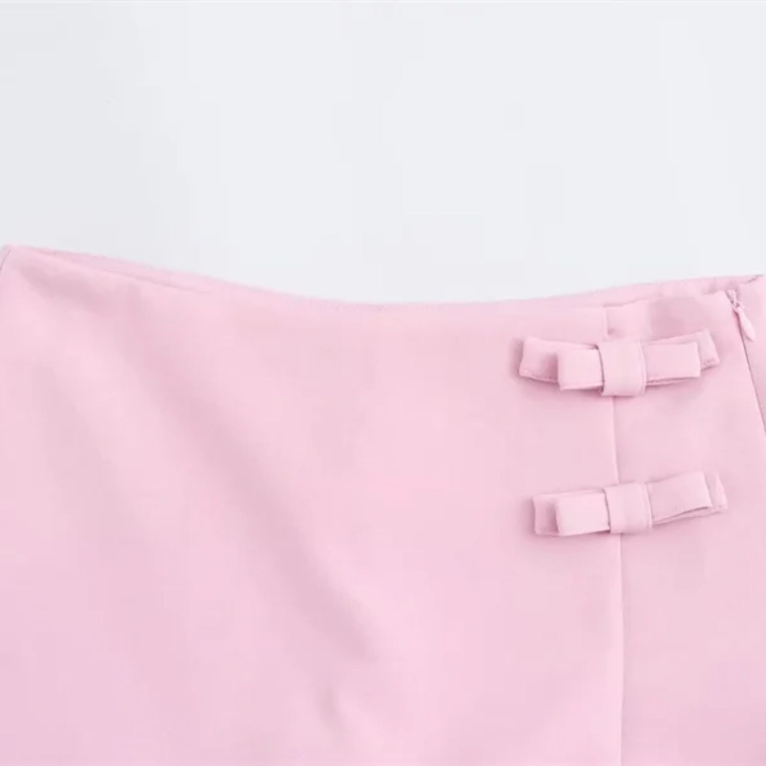 Lily | Pink and White Bow Skort with Slit High Waist