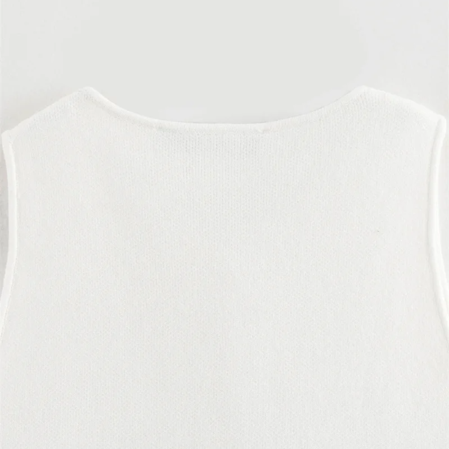 Chloe | White Cropped Sleeveless Knit Vest with Buttons