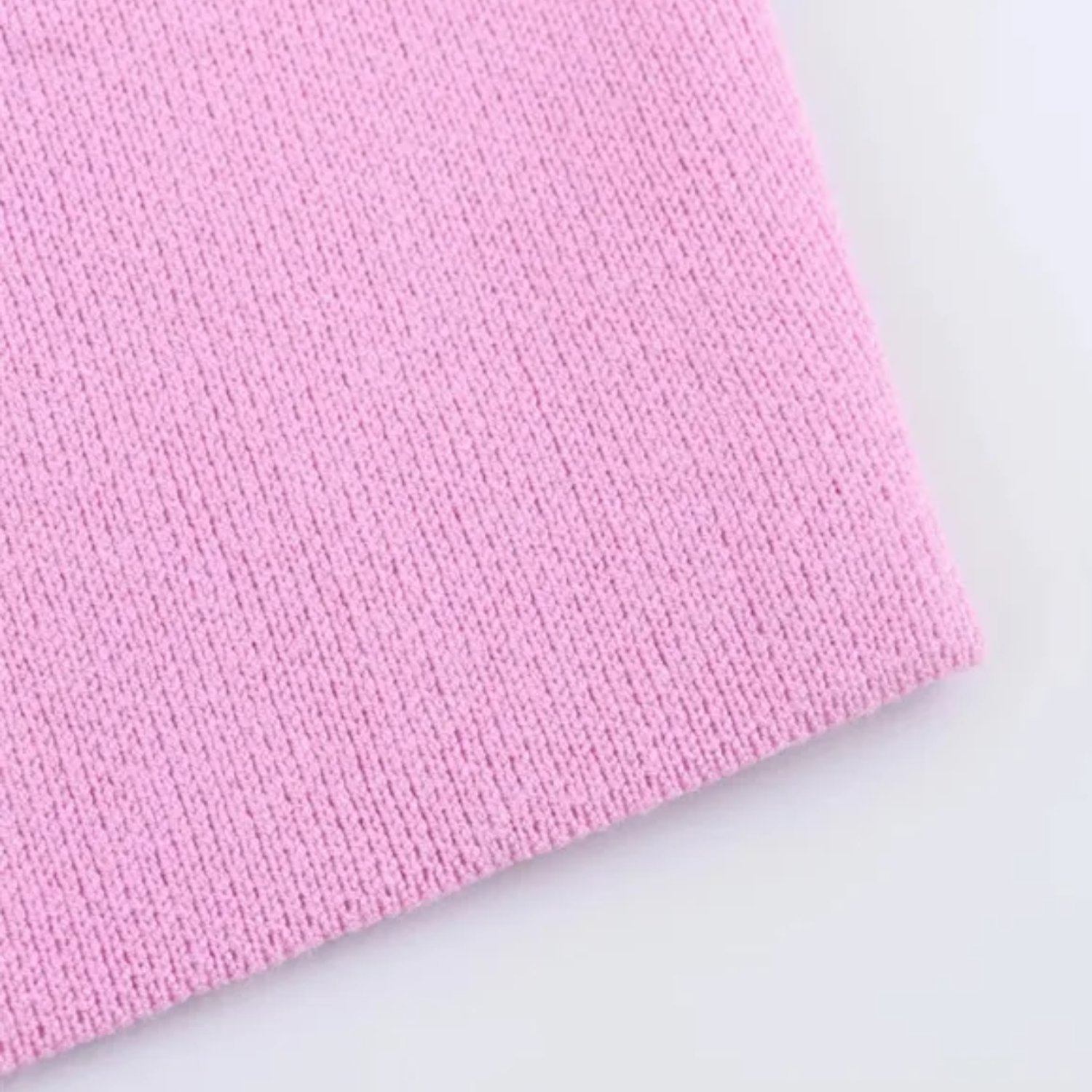 Ruby | Pink Cropped Knit Sleeveless Vest with Double Breasted Front