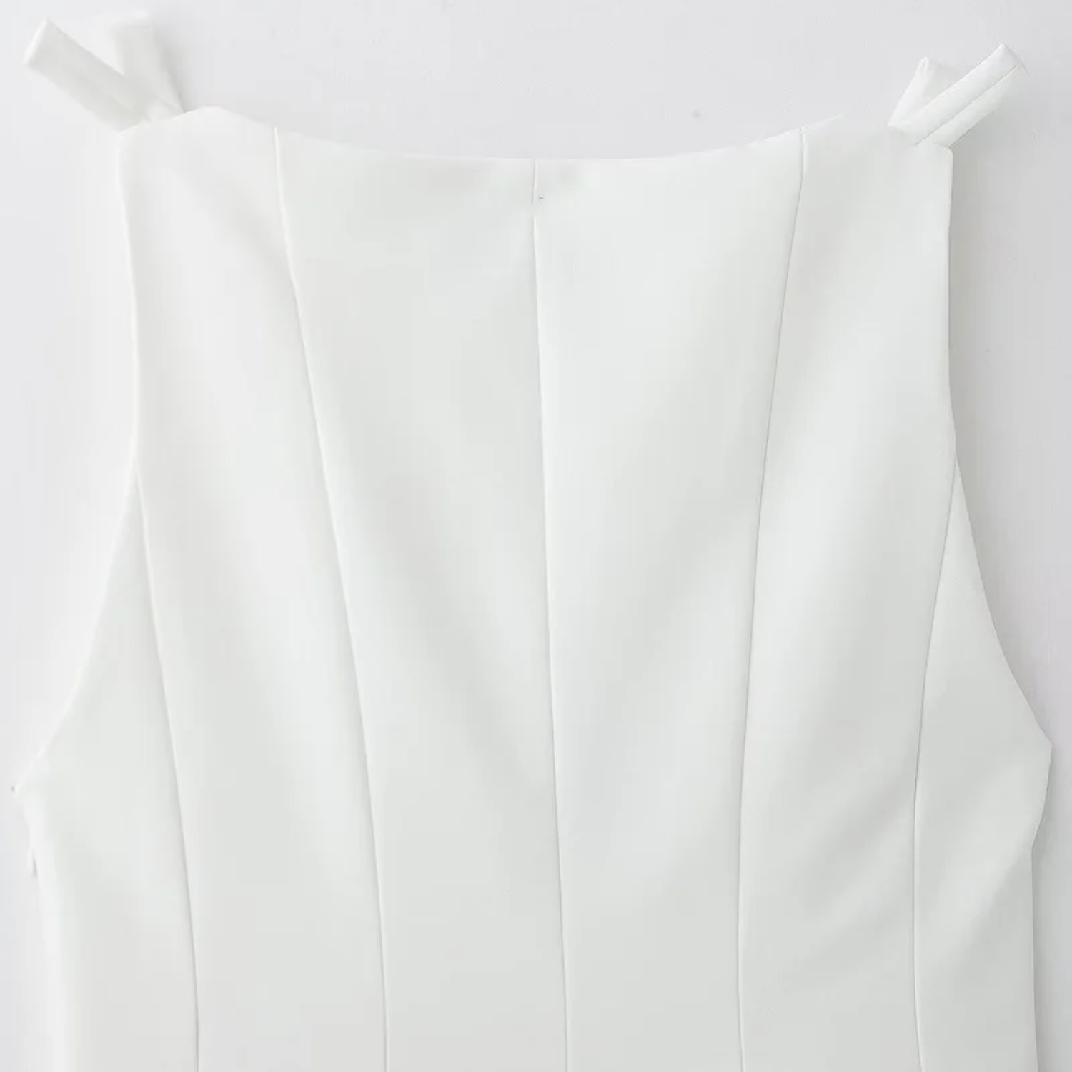 Grace | White Bow Pleated Off Shoulder Sleeveless Top